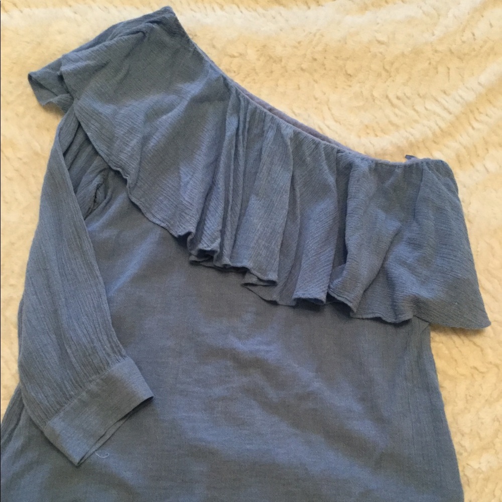 Ann Taylor Loft One Shouldered Crepe Blouse